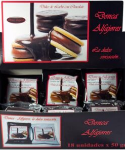 Alfajores Donca - Caja de 18 alfajores rellenos de Dulce de Leche. Surtido mixto con cobertura de Chocolate Negro y Blanco.