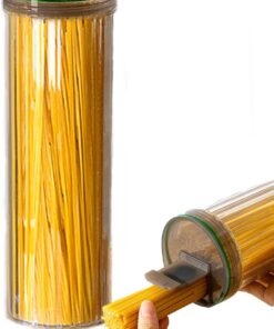 Contenedor de almacenamiento de pasta con tapa de plástico, caja hermética de almacenamiento de alimentos para espaguetis, recipiente de fideos para harina, azúcar, negro, pasta, fideos,
