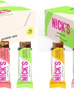 NICKS Mix de Barritas Proteina, Keto Protein Bar de Chocolate 4g Carbohydratos Netos 15g Proteína y 5g Colágeno Sin Azúcar Añadido Low Carb Proteicas Snacks Sin Gluten (9x50g) (Paquete de 2)