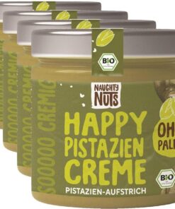 Naughty Nuts Bio Crema de Pistacho Feliz – 100% Natural, Vegana, 100% Natural, sin Aceite de Palma ni Azúcares Refinados – 200 g (Paquete de 4)