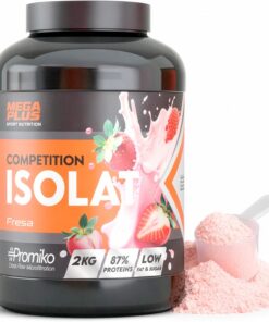 Proteína Isolat Competition - Mega Plus - Promiko - Proteína Aislada De Suero Profesional Para Masa Muscular Y Recuperación Rápida - Proteina Isolate Y Leche En Polvo - Fresa 2kg