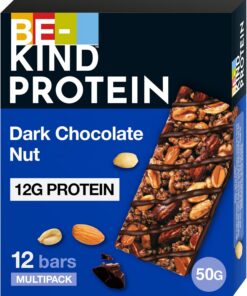 Be-Kind Barrita Proteínas Crema Cacahuete y Chocolate Negro 12x40g | Barrita proteica con crema de cacahuete y cacao negro -- snack nutritivo ideal para el gimnasio y recuperación post-entreno