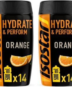 Isostar Hydrate & Perform - 400 g de Bebida Electrolítica Isotónica - Solución Electrolítica para Mejorar el Rendimiento Deportivo – Sabor Naranja, 10 raciones (Paquete de 2)