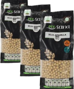 ECOSANA SOJA AMARILLA CERTIFICADO BIO by DRASANVI - Es legumbre más rica en proteínas - Alto contenido en fibra y minerales - VEGANO - SIN GLUTEN - 500g (Paquete de 3)