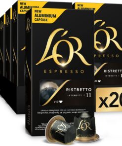 L'OR Espresso Cápsulas de Café Ristretto | Intensidad 11 | 200 Cápsulas Compatibles Nespresso (R) | Intensidad 11, Compatible con máquinas Nespresso