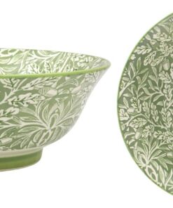 The Leonardo Collection Wm. Morris - Cuenco de cerámica de bellota de 21 cm para el hogar y restaurantes, apto para microondas y lavavajillas, vajilla diaria para cereales, postres, pasta, fideos