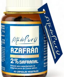 Azafrán 2% Safranal con Vitamina B6 Estado Puro, 40 Cápsulas | Extracto de Azafrán Certificado de Origen Español, 3,5% en Lepticrosalides, Vegano, Equilibrio Emocional y Ánimo Positivo