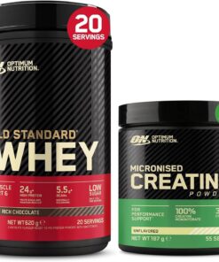 Optimum Nutrition Performance Kit con Monohidrato de Creatina Micronizada en Polvo Sin Sabor, 187 g y Gold Standard 100% Whey Protein Powder Double Rich Chocolate, 620 g