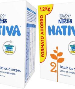 Nestlé NATIVA 2 Leche De Continuación 2 para bebés a partir de los 6 meses. Caja de 1,2kg. (Paquete de 2)