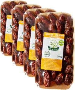 EL NOGAL Frutas Deshidratadas Dátiles Sin Hueso Bandeja, 200 G (Paquete de 4)