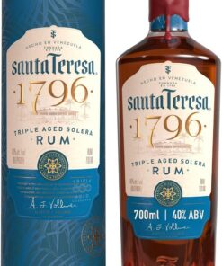 Ron de solera con triple añejamiento Santa Teresa 1796, 40% vol., 70 cl / 700 ml, ron oscuro venezolano super premium Single State acabado en barricas de roble