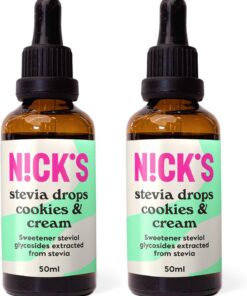 NICKS Stevia Líquida Gotas Cookies & Cream (50ml) Edulcorante Líquido Cero Calorías Dieta Keto Estevia Sin Azúcar Sin Glutin Low Carb Stevia Drops Galletas y crema (Paquete de 2)