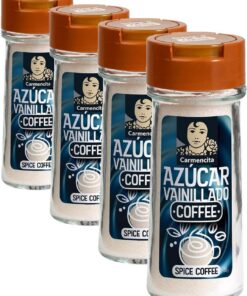 Carmencita Azúcar Vainillado,Tarro de Cristal con Tapón Dosificador, 80g (Paquete de 4)