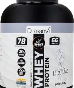 SPORT LIVE Concentrado de proteinas de suero de leche sabor NEUTRO | Whey Protein en polvo con L-Glutamina y L-Leucina | Ayuda a aumentar tu masa muscular | Mejora tus batidos |2 KG | Con L-Glutamina y L-Leucina para Ayudar a Aumentar tu Masa Muscular, Facil de Mezclar en Batidos, Sport Live Drasanvi