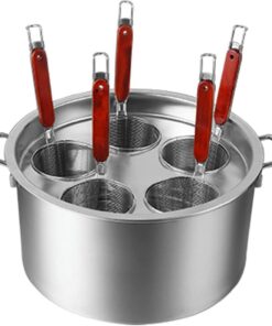 Juego de ollas para Pasta de Acero Inoxidable, vaporera con cestas coladoras, utensilio de Cocina Multiusos para Fideos, Pasta y albóndigas, 5 Orificios.