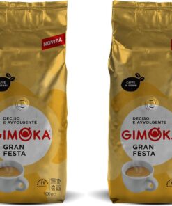 Gimoka - Cafè En Grano - 1 Kg - Mezcla GRAN FESTA - Intensidad 11 - Made In Italy (Paquete de 2)