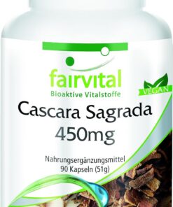 fairvital Cápsulas de cáscara sagrada 450mg, 90 cápsulas, fáciles de tragar, ALTA DOSIS, VEGANAS, extracto de corteza de cáscara sagrada (Paquete de 2)