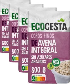 Ecocesta - Copos Suaves de Avena Integral Ecológica - 800 g - Sin Azúcar Añadido - Aptos para Veganos - Alto Contenido en Fibra y Proteínas - Aporta una Dosis Extra de Energía - Cereales de Desayuno