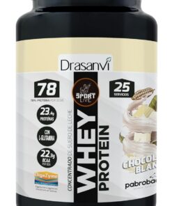 SPORT LIVE Concentrado de proteinas de suero de leche | Whey Protein en polvo con L-Glutamina y L-Leucina | Ayuda a aumentar tu masa muscular | Mejora tus batidos |Chocolate Blanco | 750 GR