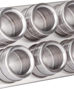 RICOO Botes Especias Magnéticos GR001, Set de 6 Tarros de Acero Inoxidable para Almacenamiento y Organización de Especias Diseño Elegante y Resistente 22 x 15,5 x 4,7 cm