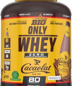 BIG - Proteinas Whey - Proteina en Polvo para Desarrollo de Masa Muscular y Recuperación - Materia Prima Premium - Whey Protein Sin Lactosa, Sin Azúcar, Sin Grumos (2Kg, Cacaolat)
