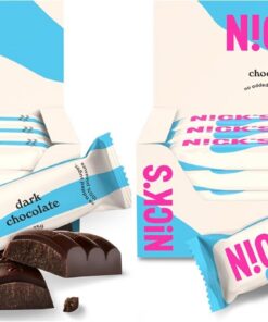 NICKS Chocolate Negro Vegan Barrita Keto Sin Azúcar Añadido Low Carb Snacks Sin Gluten (Dark chocolate bars 15x25g) (Paquete de 2)