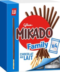 Mikado, Palitos de Galleta Crujientes, Cubiertos de Chocolate con Leche, Pack Familiar de 300 gr | Palitos de galleta cubiertos con chocolate con leche que combinan sabor suave y textura crujiente en cada bocado