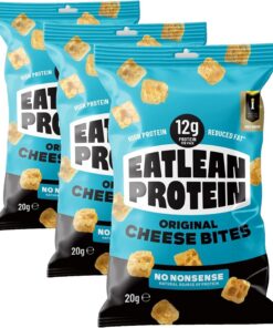 EATLEAN PROTEIN Bocados Crujientes de Queso Horneado Snack Bolsa 20 g (Alto en Proteína y Bajo en Grasa, sin gluten y sin lactosa) (Paquete de 3)
