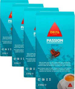 Delta Cafés Passion Descafeinado - Café Molido - Notas de Caramelo - 220 G (Paquete de 4)
