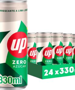 7 UP Refresco cero de lima y limón, sin azúcares y sin calorías, pack de 24 latas de 330 ml, 7.92 litros en total, Lima Limon Zero