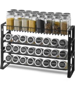 VEVOR Organizador de Especias Desmontable para Armario, Apilable con 4 Lazos, Tarros de Especias para Encimera, Despensa y Armario, Carga 10 kg, Resistente y Duradero, 401 x 116 x 271 mm, Negro