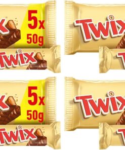 Twix Barritas de Chocolate con Leche, galleta y caramelo, Pack de 5 x 50g (Paquete de 4)