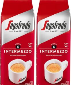 Segafredo Zanetti Café en Grano Intermezzo (Paquete de 2 Kg) - Apto para la Moka - Línea Le Classiche, Granos de Café Tostado Oscuro, Sabor Decidido y Cuerpo