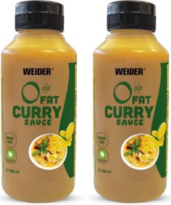 Weider Gourmet 0% Fat Curry Sauce (265 ml). Salsa Curry 0% Grasas, 0% Azúcar. Bajo en Calorias. Nueva Receta Mejorada. Ideal para dar sabor a tus platos. (Paquete de 2)