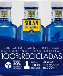 Solán de Cabras, Pack 6 Botellas x 50cl, Agua Mineral Natural Sin Gas, Baja en Sodio