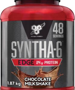 BSN Nutrition Batido de Proteínas de Suero Syntha 6 Edge Bajo en Carbohidratos y Azúcar con Aislado de Proteína de Suero y BCAAs, Suplemento para Ganancia Muscular, Batido de Chocolate, 1,87kg