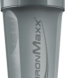IronMaxx Protein Shaker - 700ml Ash Grey | Shaker de proteínas con tapa de rosca, tamiz y escala de medición | Antigoteo
