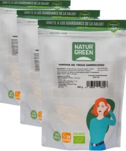 Naturgreen - Harina de Trigo Sarraceno Bio, Harina Ecológica para Cocinar, Trigo Sarraceno Molido, Sin Azúcares Añadidos, Sin Gluten - 500 g (Paquete de 3)