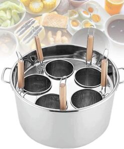 Olla/cocedor de Pasta y Fideos Comercial con colador, Fabricada en Acero Inoxidable, Ideal para cocinar Pasta, Verduras y Huevos. Diseño Multifuncional de Cinco Orificios, un Elemento esenci