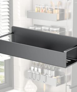Organizador magnético de estante de almacenamiento de especias para refrigerador, estante magnético fuerte de refrigerador para almacenamiento de cocina y tarros de especias, 1 paquete organizador