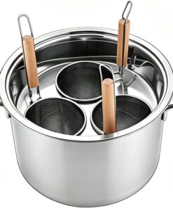 Cocinador de Pasta, Olla para Fideos con 3/4/5 Cestas y Tapa | Cestas Coladoras Extraíbles, Acero Inoxidable Resistente, Escurrido Fácil para Pasta, Fideos, Dumplings y Verduras(3Holes)