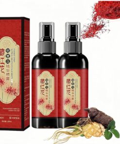 Spray de Esencia de Azafrán, Spray de Esencia de Azafrán y Polygonum Multiflorum, Sérum Capilar con Extractos de Hierbas, Fortalece la Raíz, No Encrespa, Previene las Canas (2 Unidades)
