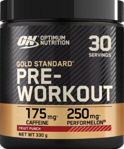 Optimum Nutrition Gold Standard Pre-Entreno en Polvo, Bebida Energética Sabor Ponche de Frutas, 330g, 30 Servicios
