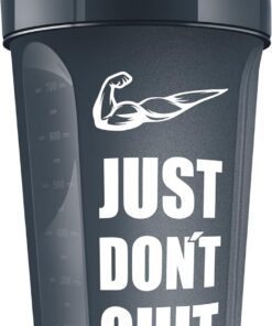 IronMaxx Protein Shaker - 700ml Anthrazit Matt Just Dont Quit | Agitador de proteínas | Tapón de rosca, tamiz, escala | Sin BPA/DEHP, hermético, lavable