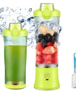 TOPESCT Licuadora Portátil de 600 ml, Mini Licuadora Recargable para Batidos y Batidos con Batería de 4000 mAh, 6 Cuchillas Ultra Afiladas para Viajes (amarillo limón)