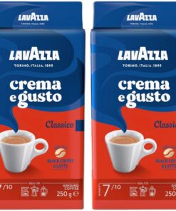 Lavazza, Crema e Gusto Classico, Café Molido Natural, Ideal para Cafetera Italiana, de Filtro y Francesa, con Notas Aromáticas de Especias, Arábica y Robusta, Intensidad 7, Tueste Oscuro, 250 g
