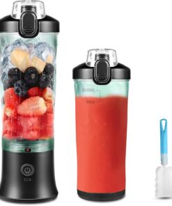 TOPESCT Licuadora Portátil de 600 ml, Mini Licuadora Recargable para Batidos y Batidos con Batería de 4000 mAh, 6 Cuchillas Ultra Afiladas para Viajes (Negro Carbón)