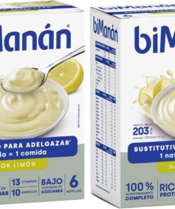 biManán - Natillas de Limón, Crema Sustitutiva de Comidas para Adelgazar, Bajas en Calorías, Ayudan a Perder y Controlar el Peso, con Proteínas, Vitaminas y Minerales - 6 x 50 g: 300 g (Paquete de 2)