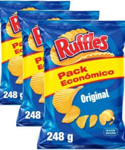 Ruffles Original, Patatas Fritas con sal, Producto de Aperitivo, bolsa familiar, 248gr (Paquete de 3)