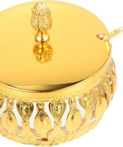 jojofuny Tarro de Condimentos Doméstico, Recipiente para Especias Hogar, de Hierro Dorado con Tapa, Antiolor y Antihumedad, Conserva los Alimentos Frescos, Estilo Europeo Decorativo